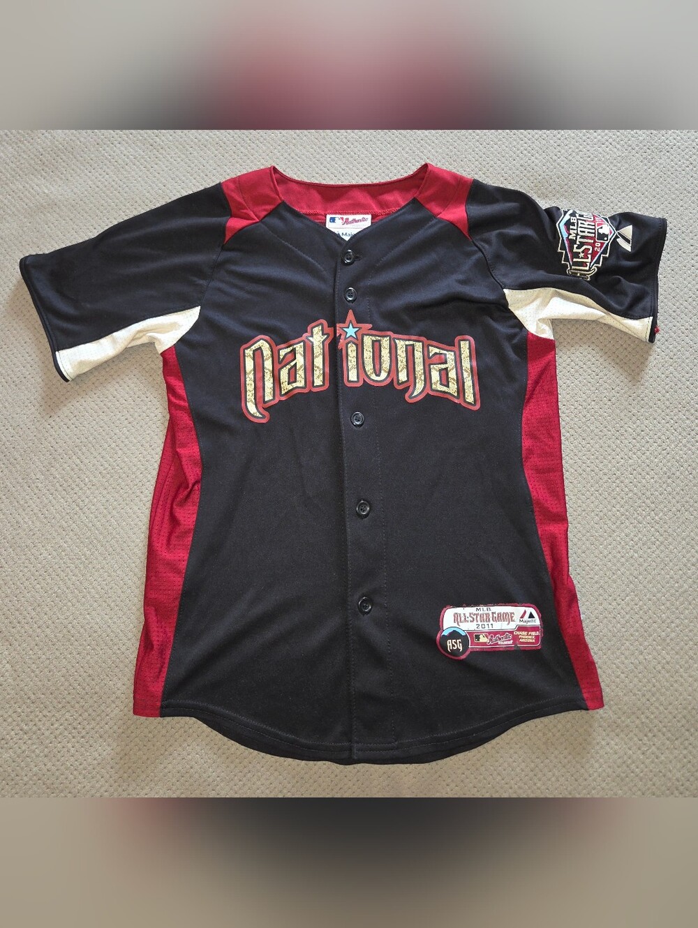 National League Team 2011 All Star MLB Game majestic Jersey Youth Medium Milwauk